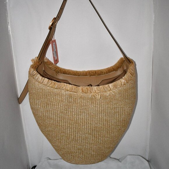 Cult Gaia Odette Buckle Woven Tote Bag in Natural...
